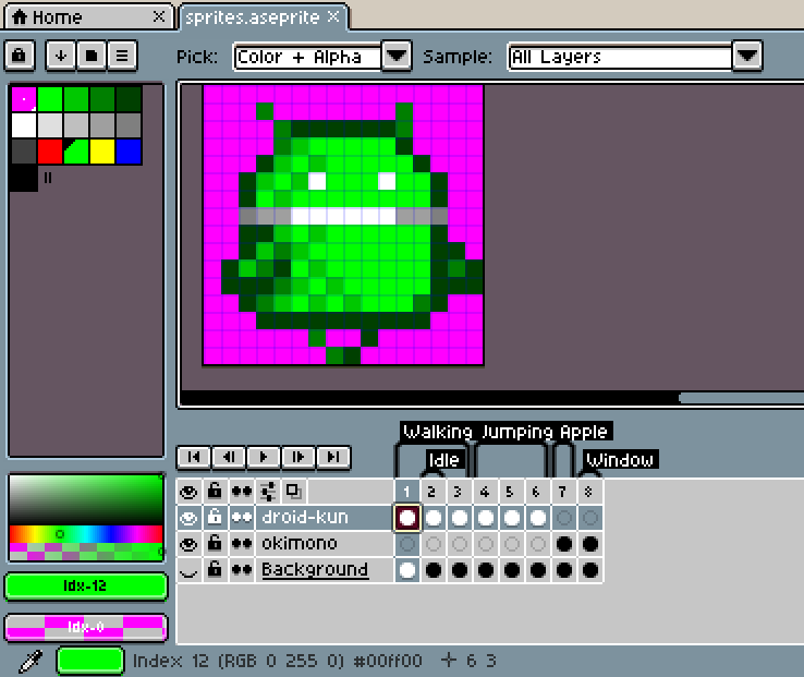 図6:  Aseprite の編集画面